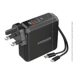 Promate PowerPack-PD20+ 15000mAh Quick Charging Power Bank With AC Charge-in