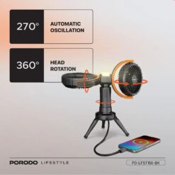 Porodo Lifestyle Dual-Head Oscillating Fan - Image 4