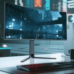Alternative view of Porodo Gaming Ultra Wide QHD 200Hz Gaming Monitor with Ergonomic 3 Axis Stand
