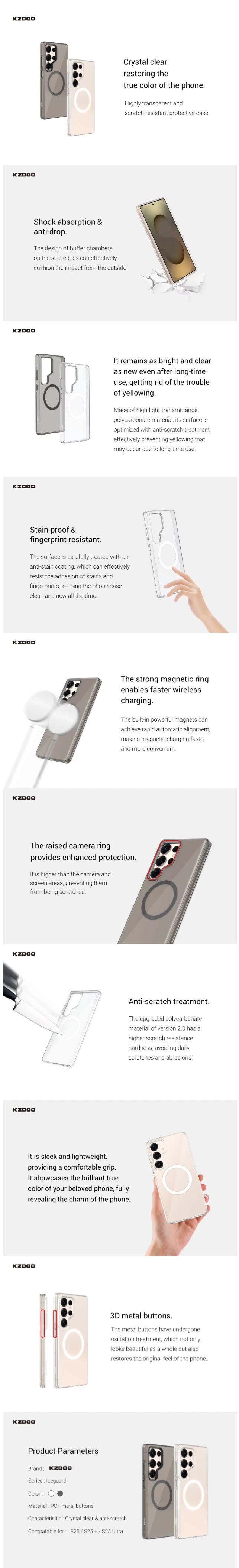 KZDOO Iceguard Hard PC Phone Case Magsafe Crystal Shockproof Anti Drop 3D Buttons Back Cover for Samsung S25 S25 Plus S25 Ultra AliExpress 202192403