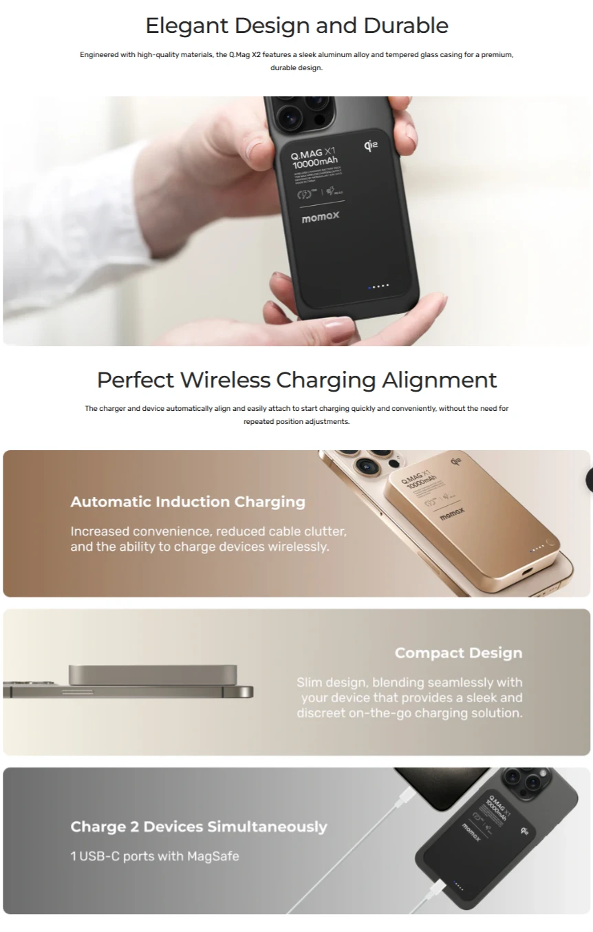 1 Power Q Pass 10000mAh Qi2 Magnetic Wireless Battery Pack 1