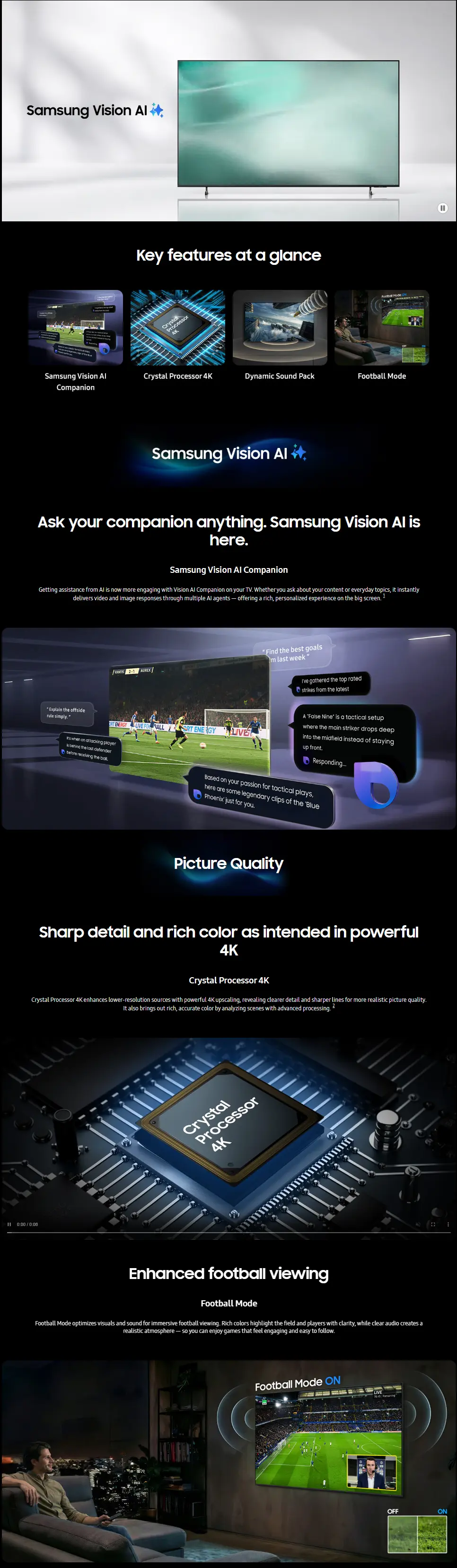 Samsung 50 Inch Crystal UHD U8000H 4K Vision AI Smart TV (2026)