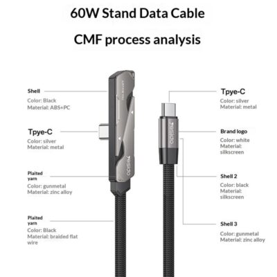 Yesido CA207 USB-C to USB-C 60W Cable with Stand
