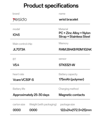 YESIDO IO45 Smart Bracelet Band