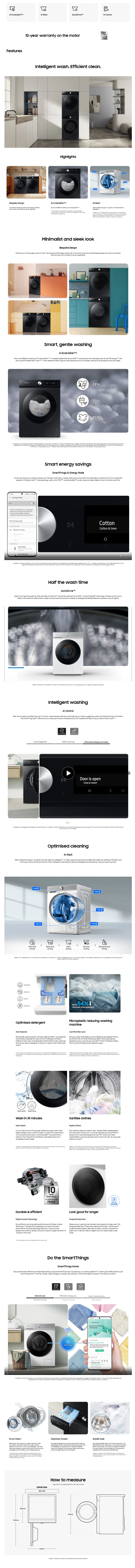 Samsung Bespoke AI Washer 12kg Lebanon - WW12BB944DGBSP Front Load Washer