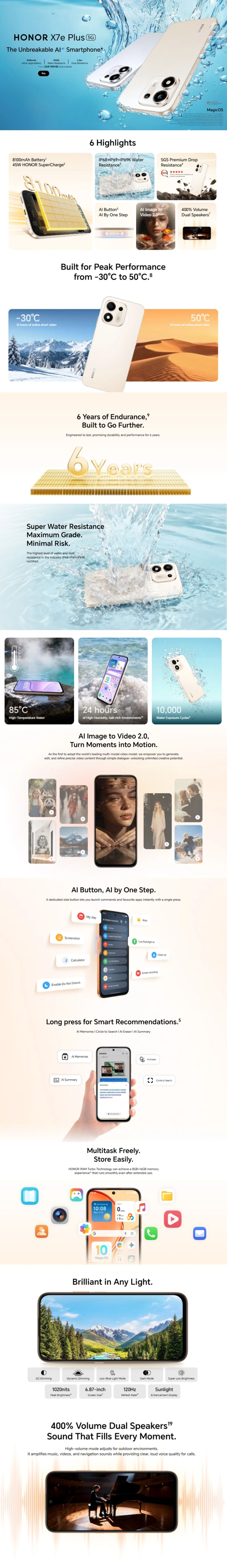 Honor X7e Plus 5G 128GB 7 Honor X7e Plus 5G 128GB Lebanon - 8100mAh IP69 Rugged Smartphone