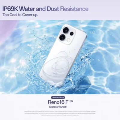 Oppo Reno 16F 5G Lebanon - IP69K Water and Dust Resistance