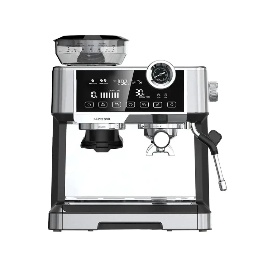 Lepresso Dual Boiler Espresso Machine with Conical Grinder & Pressure Gauge 2 Dual Boiler Espresso Machine