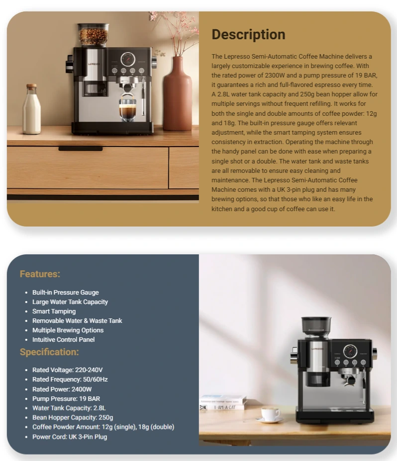 Lepresso Semi Automatic Coffee Machine Lebanon - Black